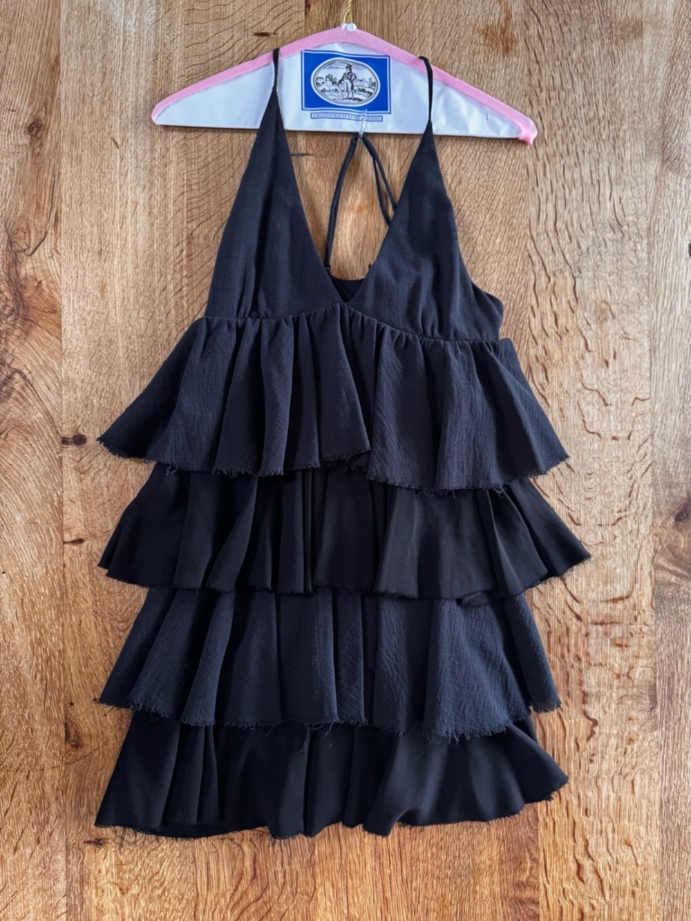 Alice + Olivia Black Tiered Ruffle Mini Dress